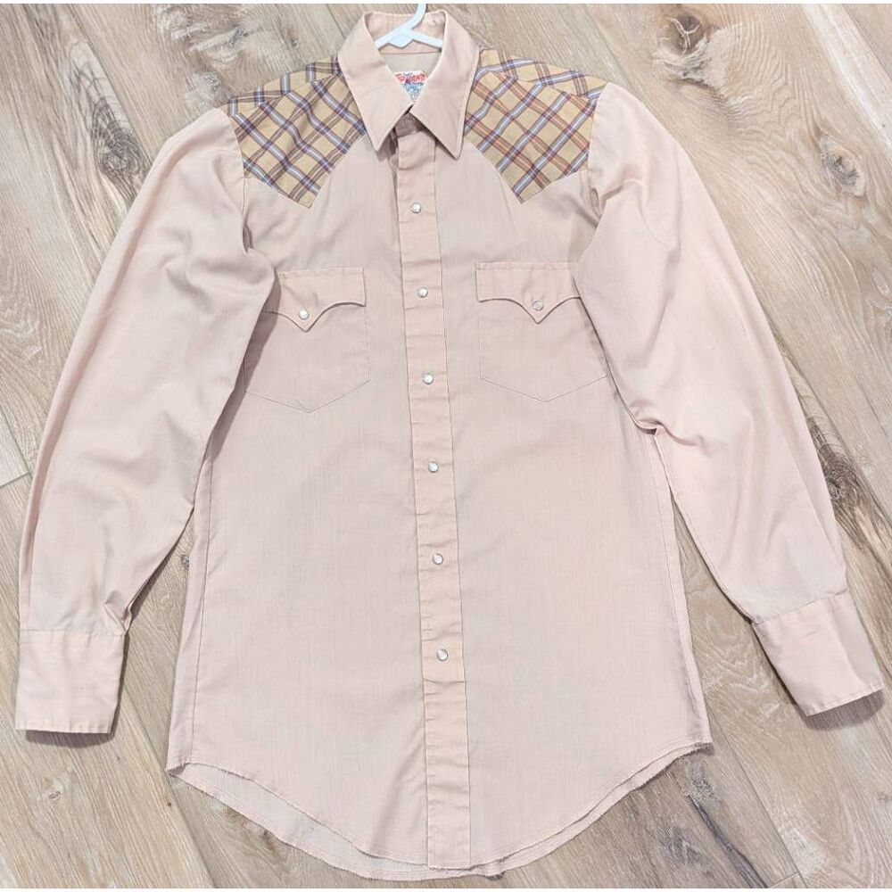 VTG Top Hand Pearl Snap Western Shirt Rockabilly Cowboy Plaid Yoke Men's Small